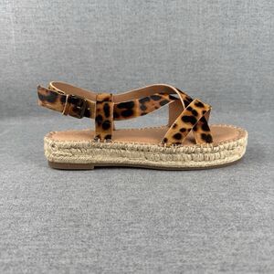 New Madewell‎ Sandals Womens 8.5 Brown Leather Animal Print Beachy Boho Resort